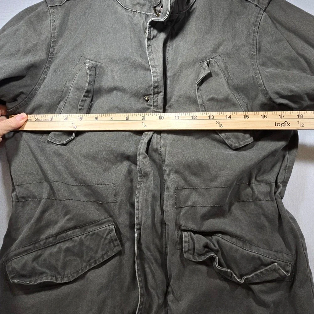 HM LOGG Boys Olive Green Field Jacket Faux Shearling Lined Parka Size 8-9Y